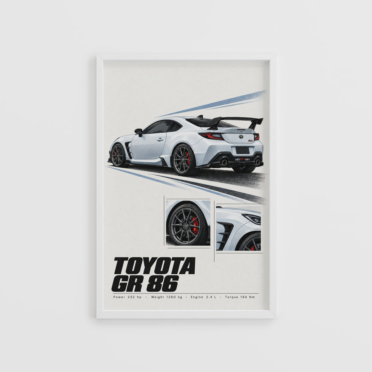 Vintage Toyota GR 86 Print, Car Poster, Garage Wall Art
