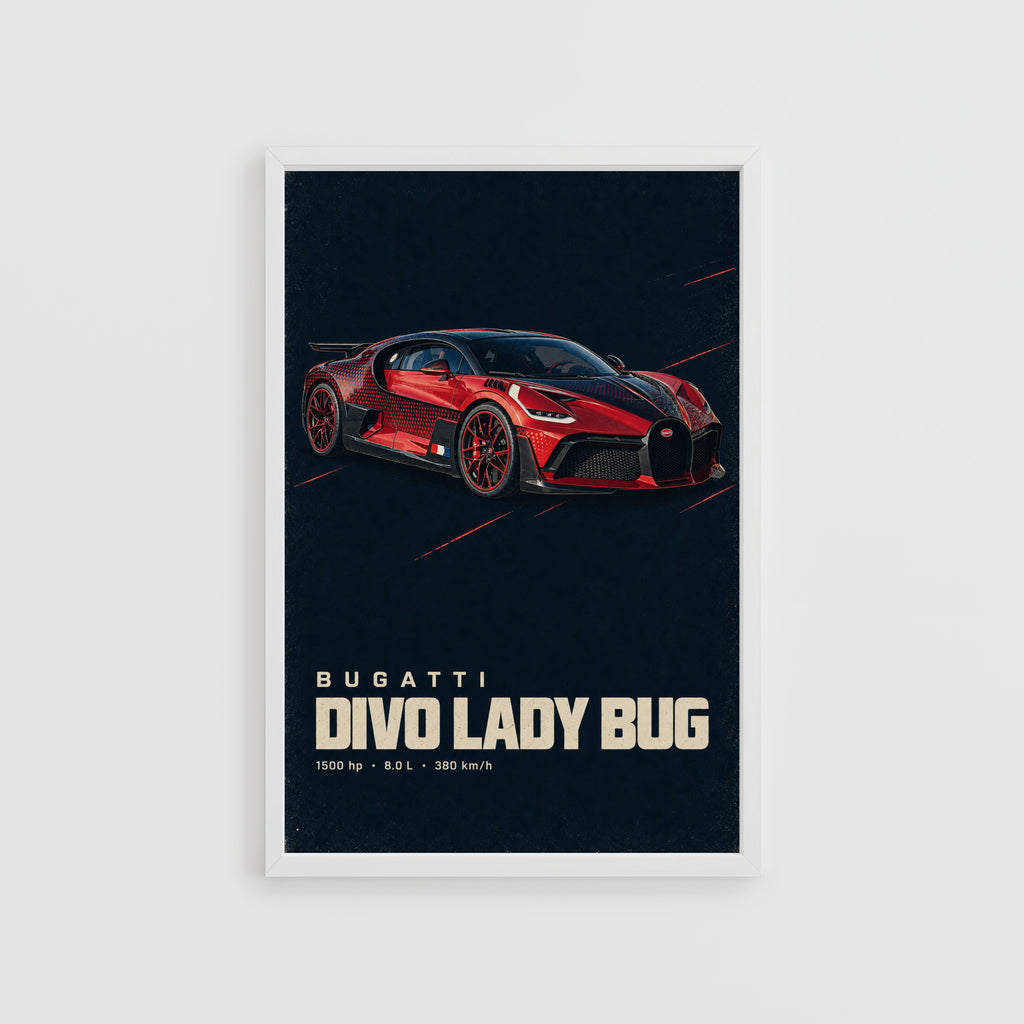 Vintage Bugatti Divo Print, Supercar Wall Art
