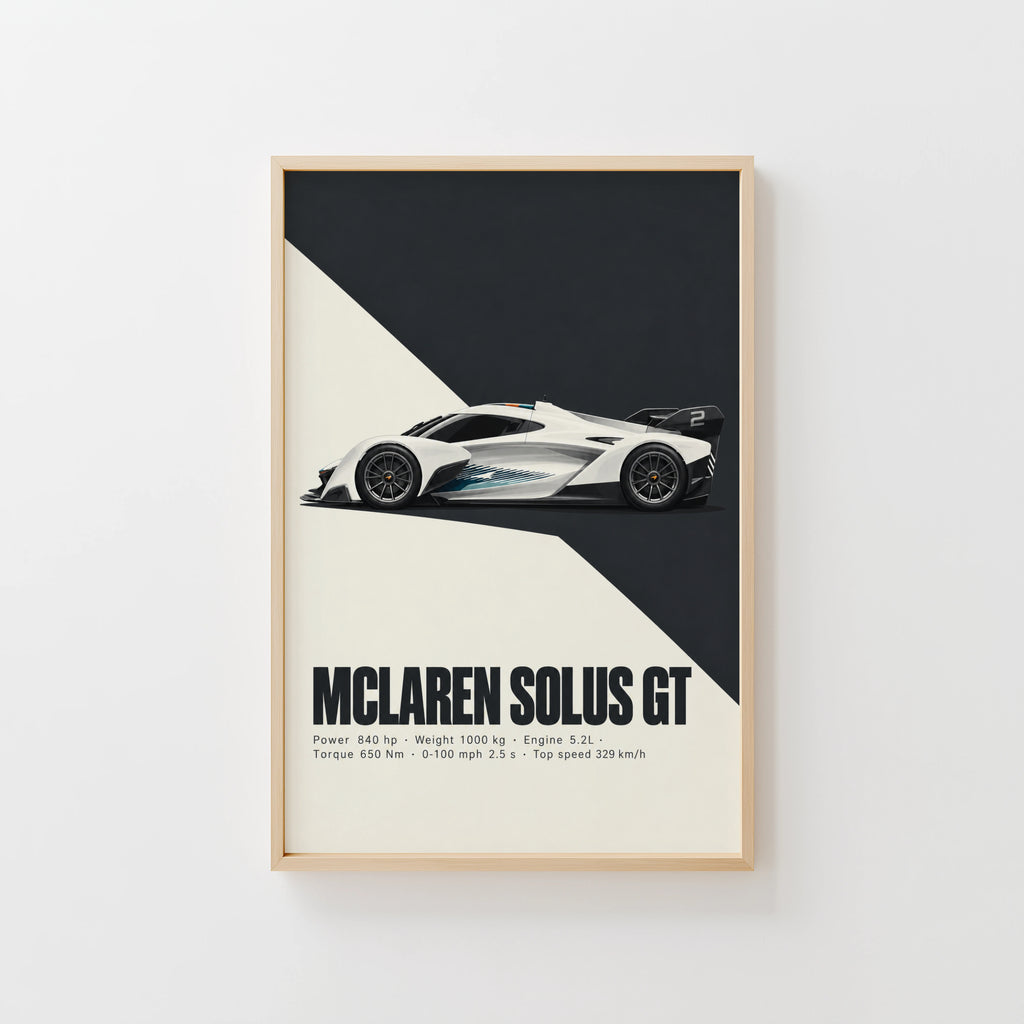 Vintage McLaren Solus GT Print, Car Wall Art