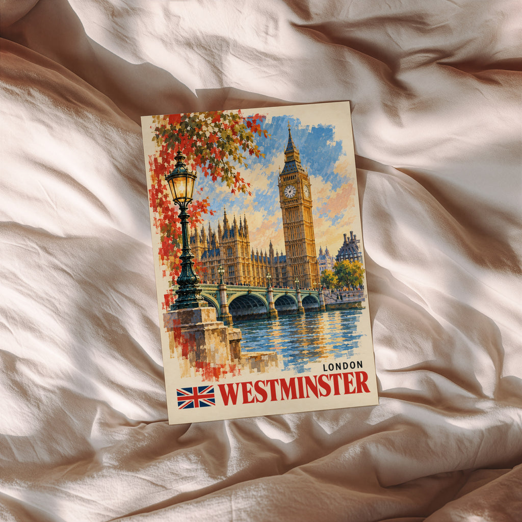 Vintage Westminster Poster, London Wall Art, Big Ben Print