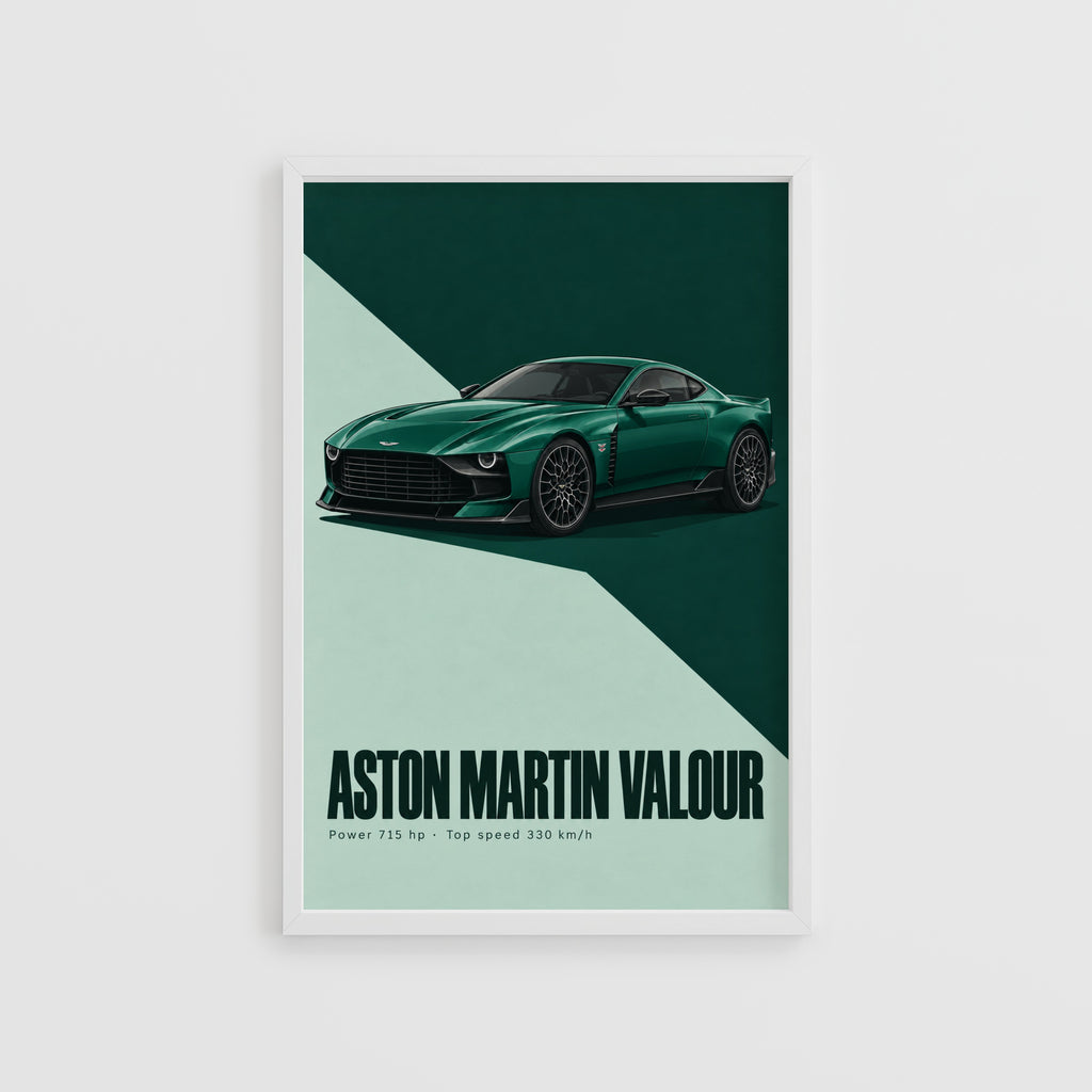 Vintage Aston Martin Valour Print, Green Car Art