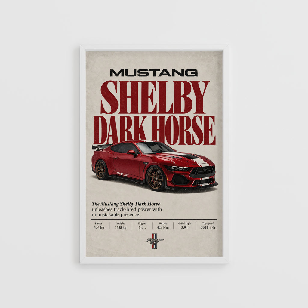 Vintage Mustang Shelby Dark Horse Print, Car Art