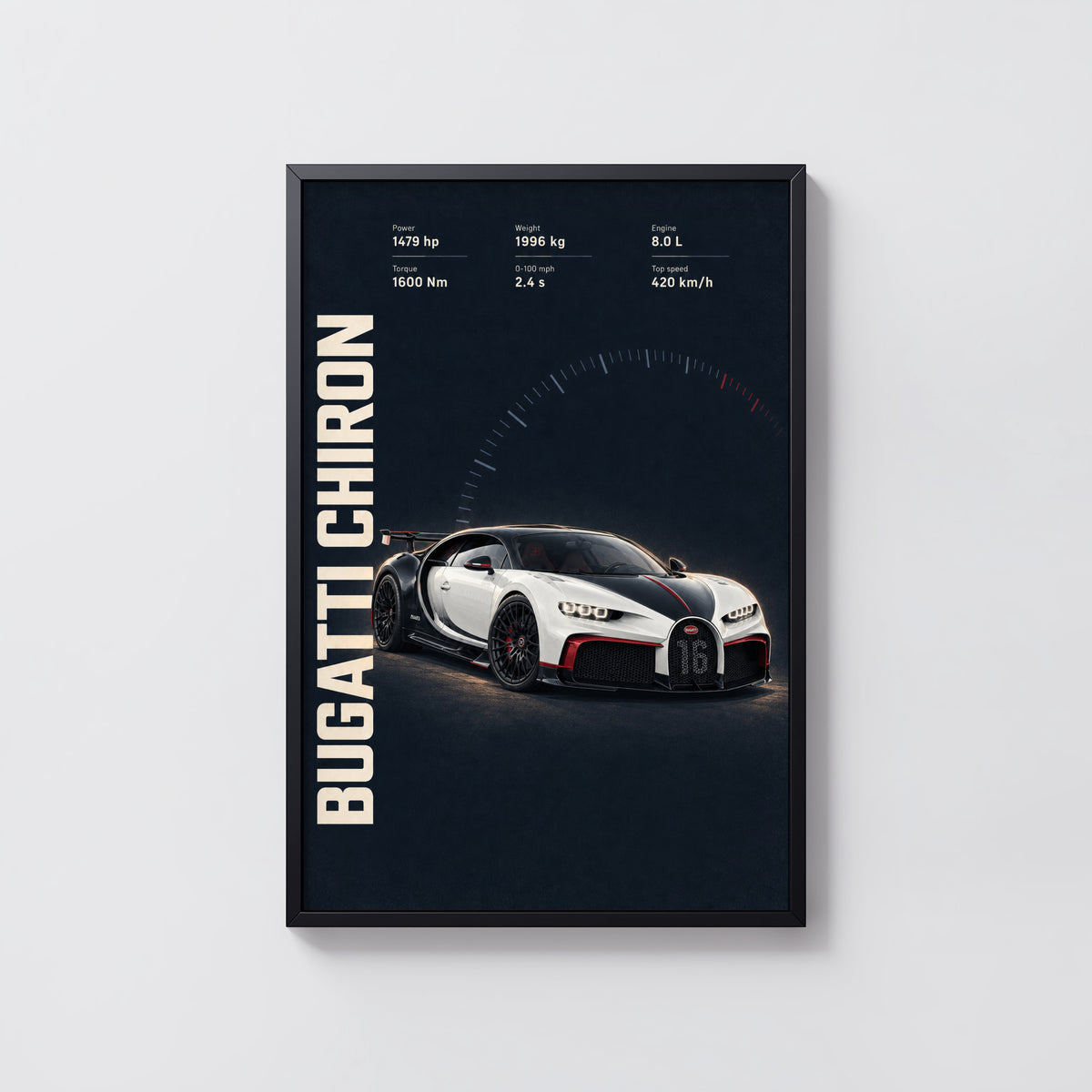 Vintage Bugatti Chiron Print, Supercar Wall Art