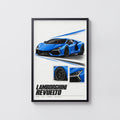 Vintage Lamborghini Revuelto Print, Supercar Art