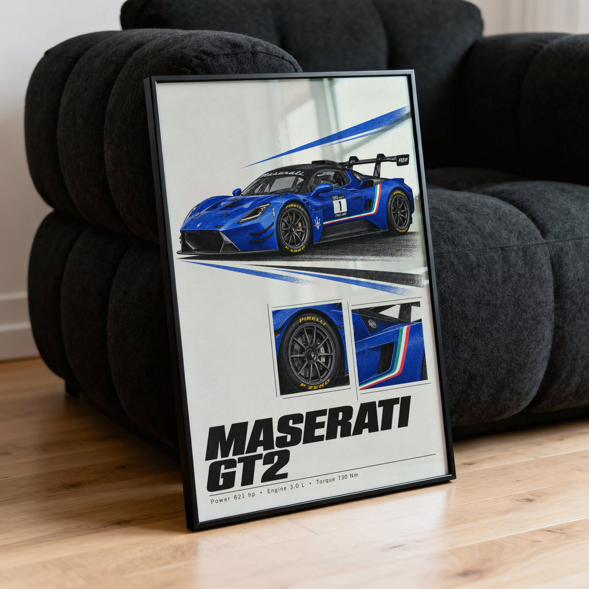 Vintage Maserati GT2 Print, Racing Car Wall Art