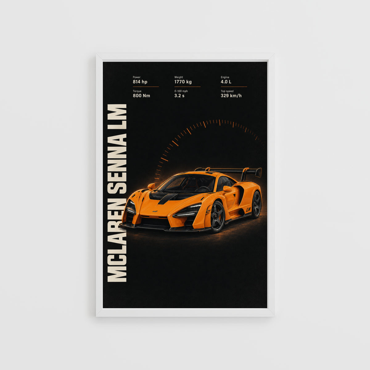 Vintage McLaren Senna LM Print, Supercar Wall Art