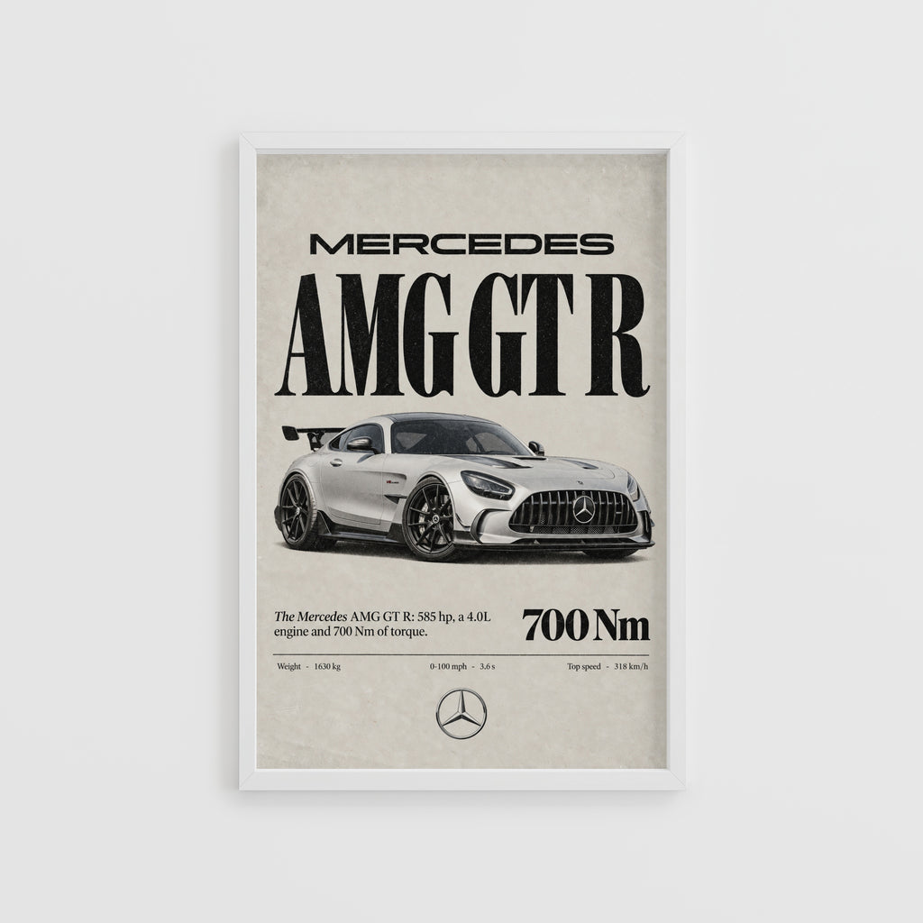 Vintage Mercedes AMG GT R Print, Car Poster, Wall Art