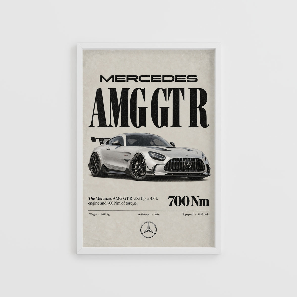 Vintage Mercedes AMG GT R Print, Car Poster, Wall Art