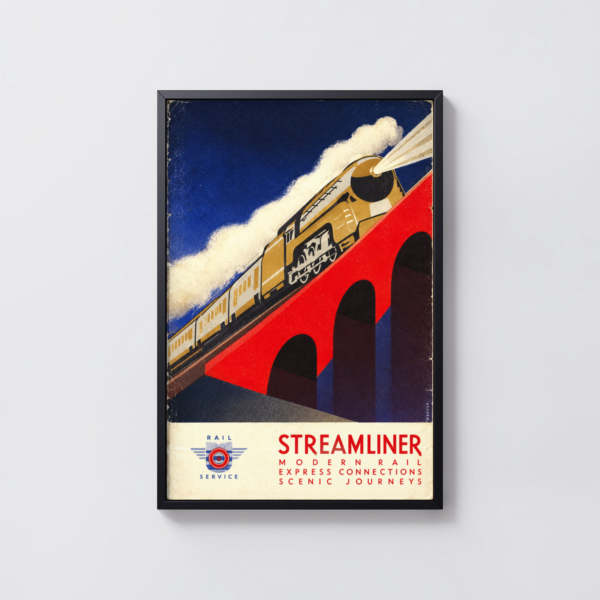 Vintage Art Deco Streamliner Train Print Poster Rail