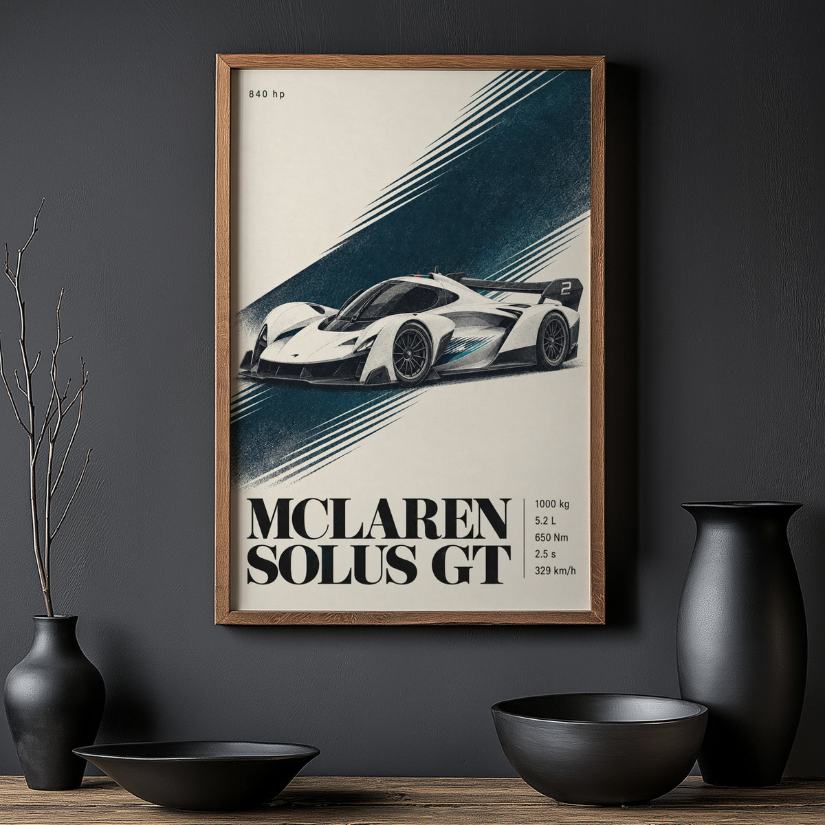 Vintage McLaren Solus GT Print, Supercar Wall Art