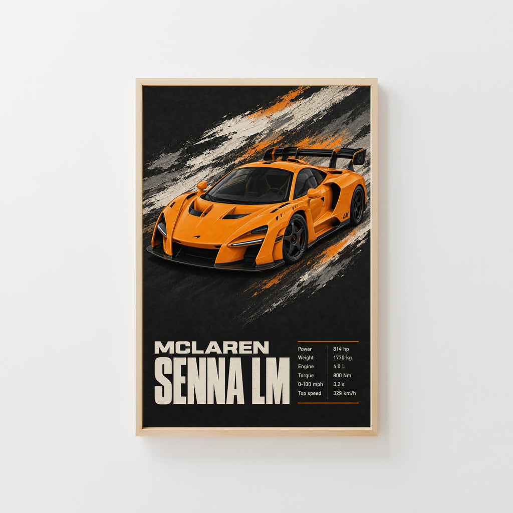 Vintage McLaren Senna LM Print, Supercar Wall Art
