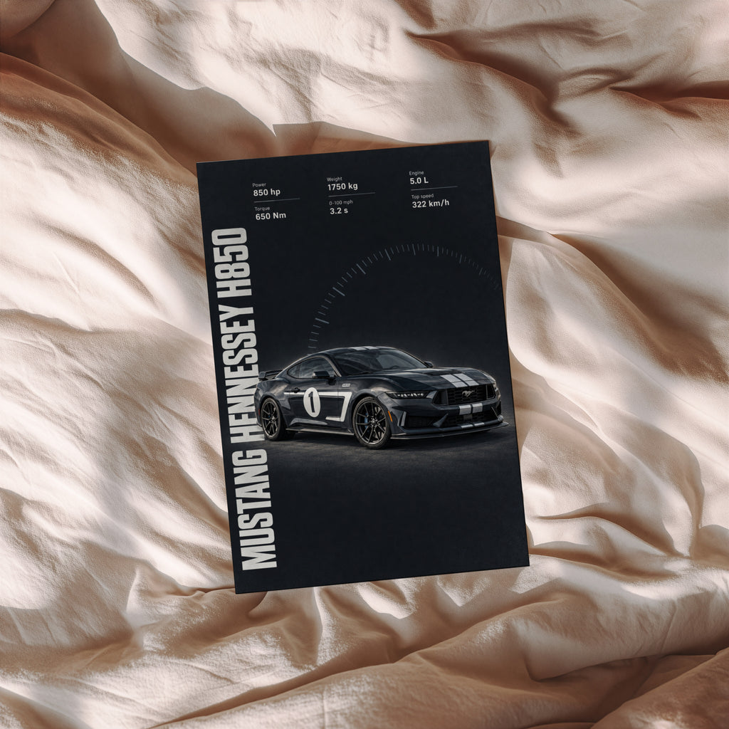Vintage Mustang Hennessey H850 Print, Car Poster