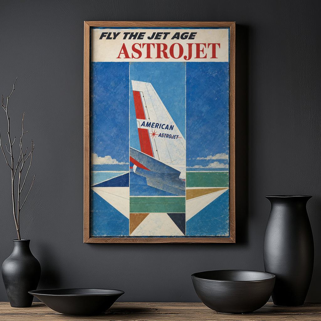Vintage Airline Poster, Jet Age Wall Art, Aviation Print