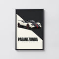 Vintage Pagani Zonda Print, Supercar Wall Art