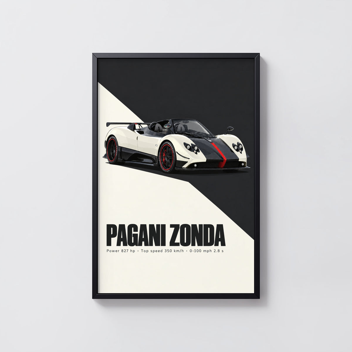 Vintage Pagani Zonda Print, Supercar Wall Art
