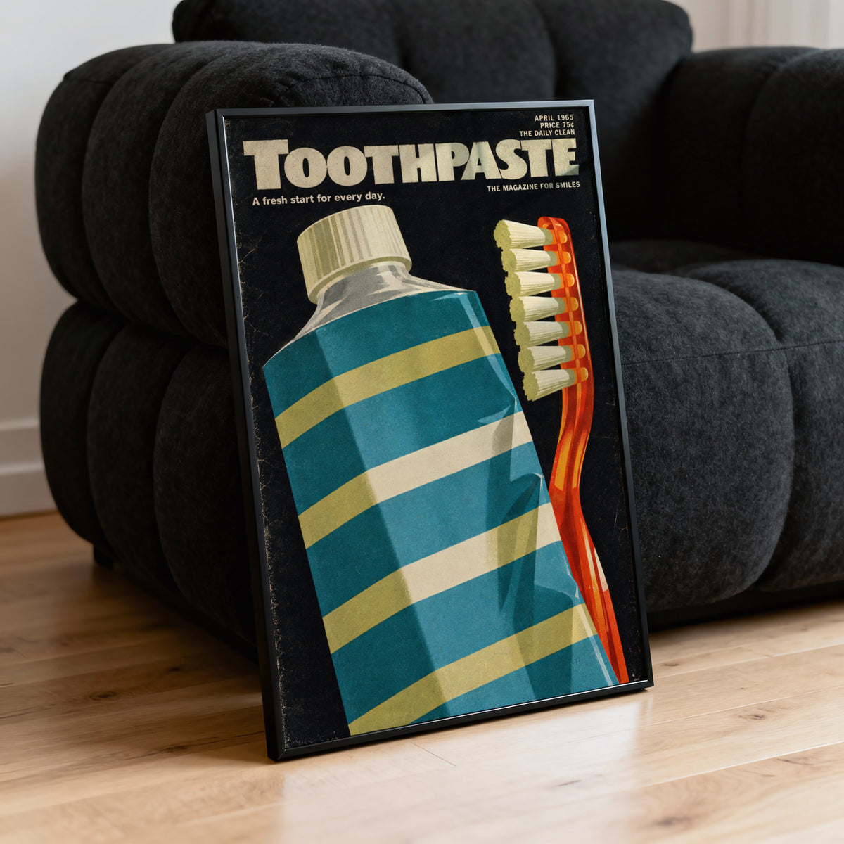 Vintage Toothpaste Poster, Retro Bathroom Wall Art, Print