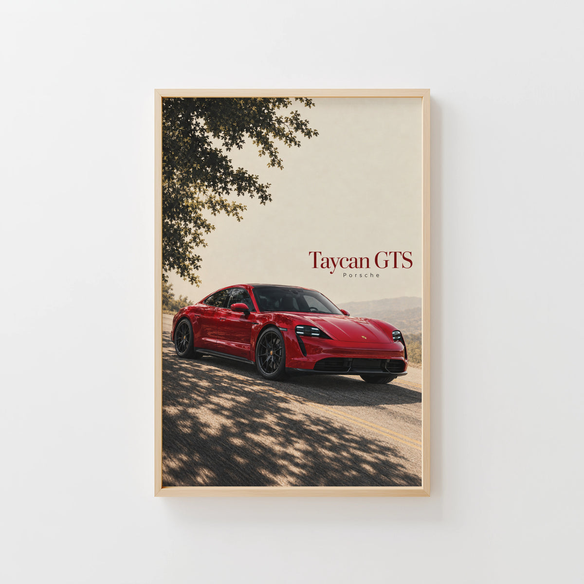 Vintage Porsche Taycan GTS Car Print Wall Art