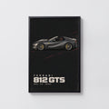 Vintage Ferrari 812 GTS Print, Supercar Wall Art