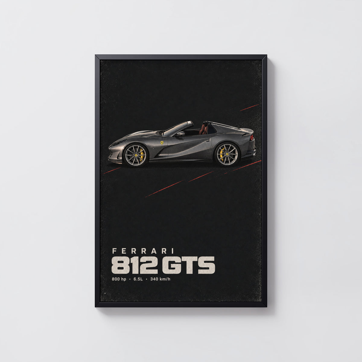 Vintage Ferrari 812 GTS Print, Supercar Wall Art