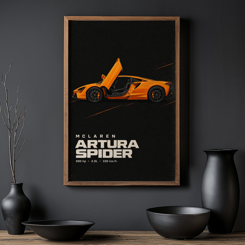 Vintage McLaren Artura Spider Print, Supercar Wall
