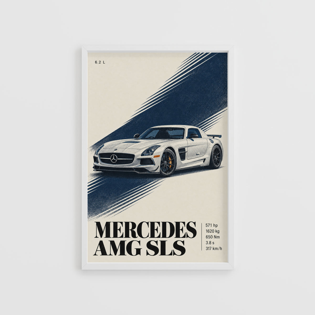 Vintage Mercedes AMG SLS Print Poster, Car Wall Art