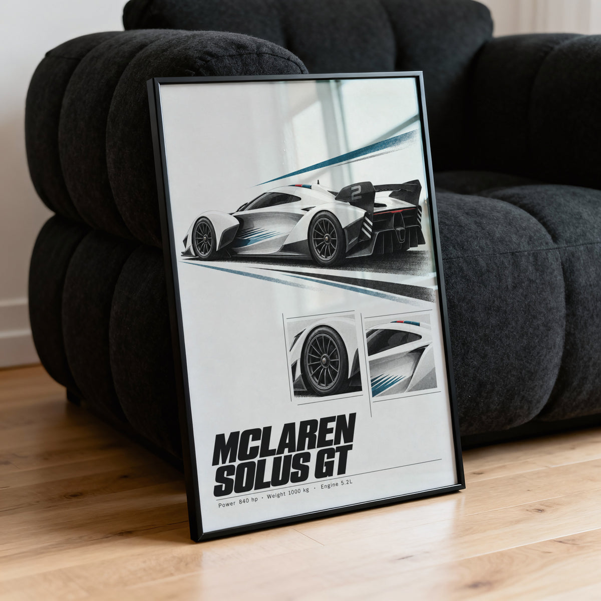 Vintage McLaren Solus GT Print, Supercar Wall Art