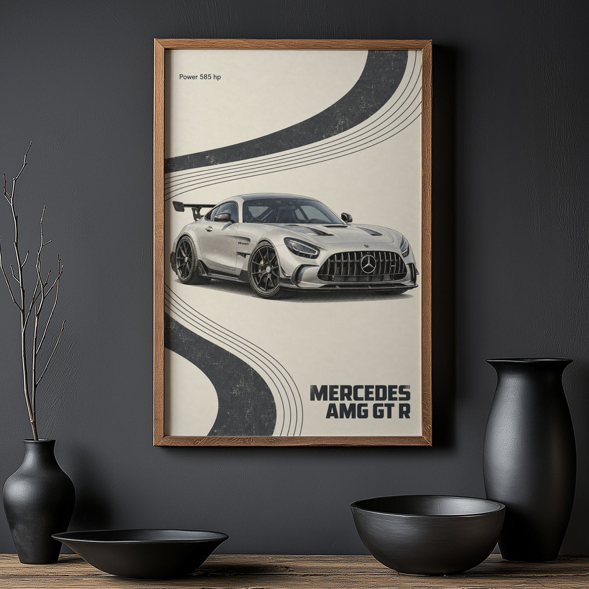 Vintage Mercedes AMG GT R Print, Car Wall Art
