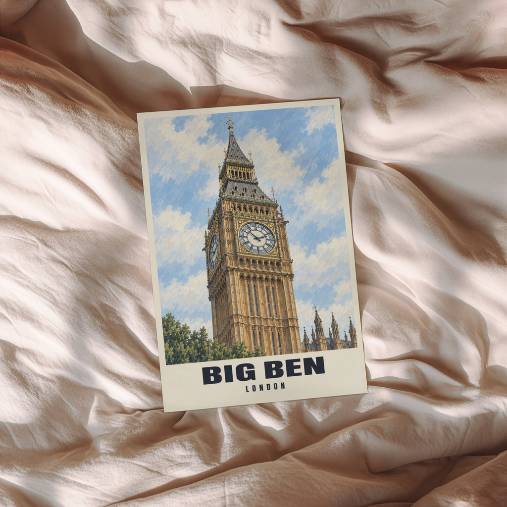 Vintage Big Ben Poster, London Wall Art, England Print