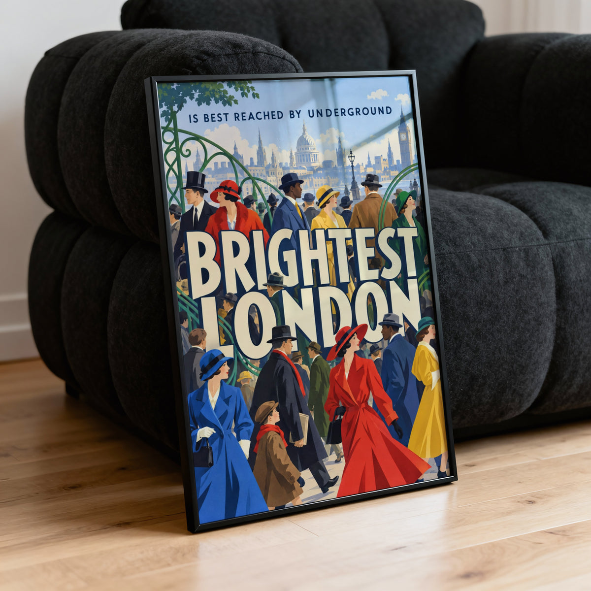 Vintage London Poster, Art Deco Wall Art, Travel Print