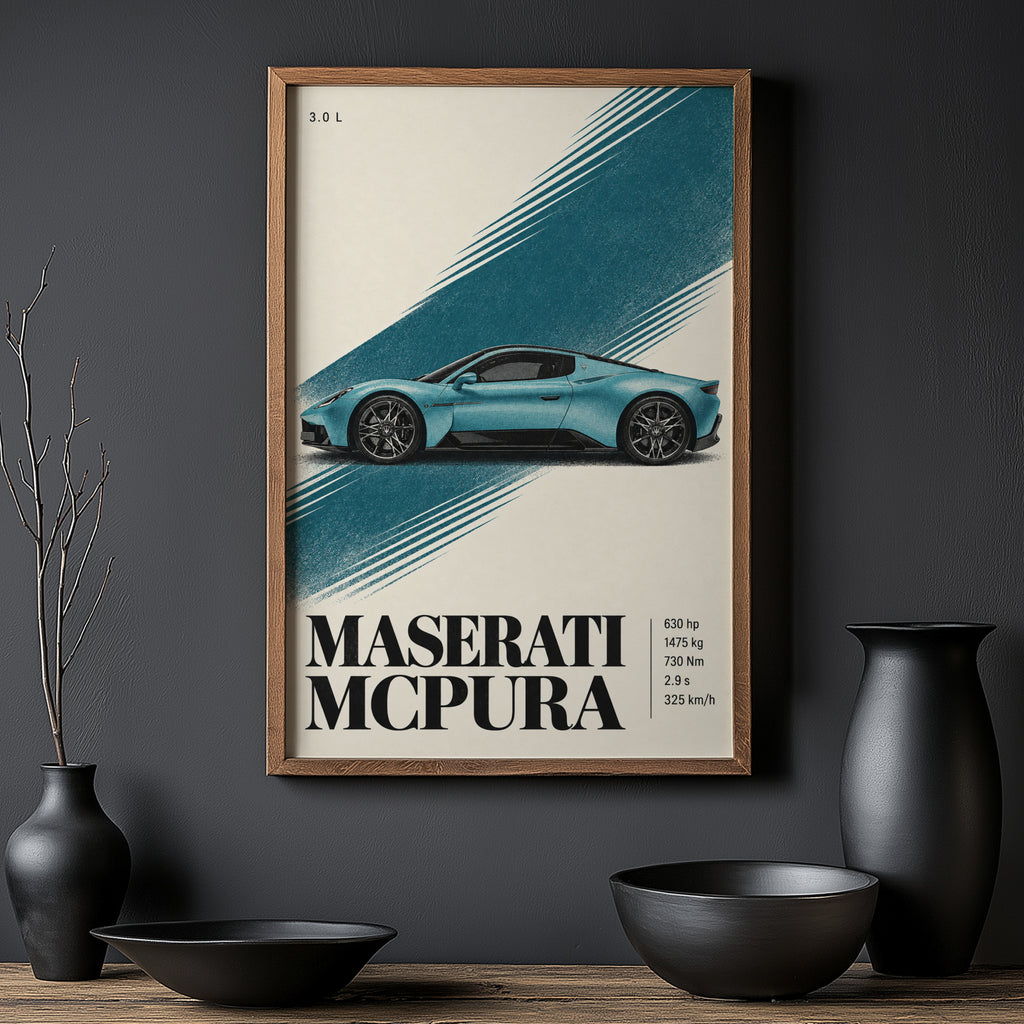 Vintage Maserati MCPura Print, Car Wall Art
