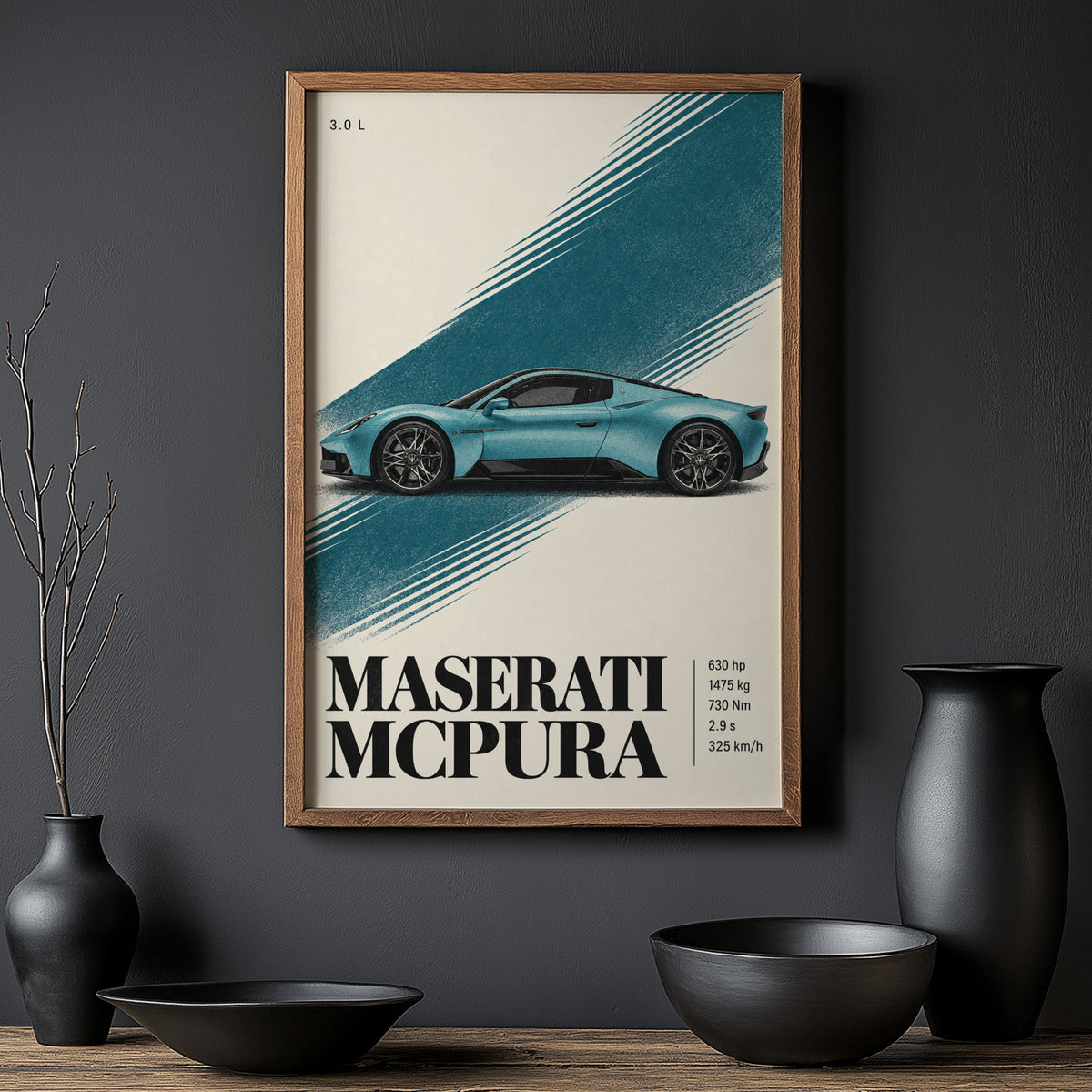 Vintage Maserati MCPura Print, Car Wall Art