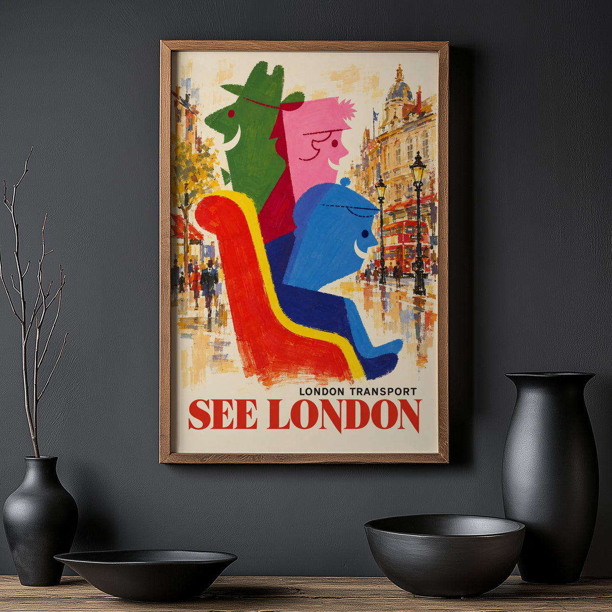 Vintage London Poster, See London Print, Retro Wall Art