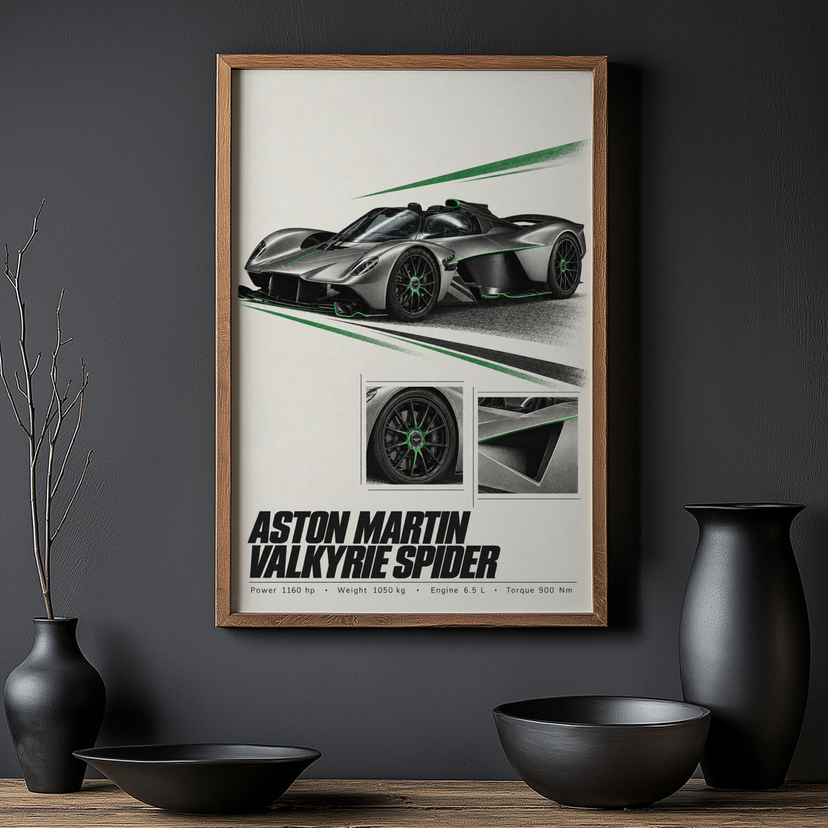 Vintage Aston Martin Valkyrie Spider Print, Hypercar