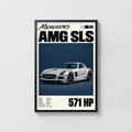 Vintage Mercedes AMG SLS Print, Supercar Wall Art