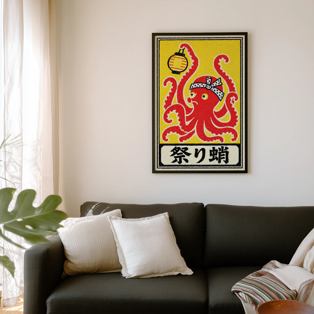 Vintage Octopus Print, Japanese Matchbox Poster