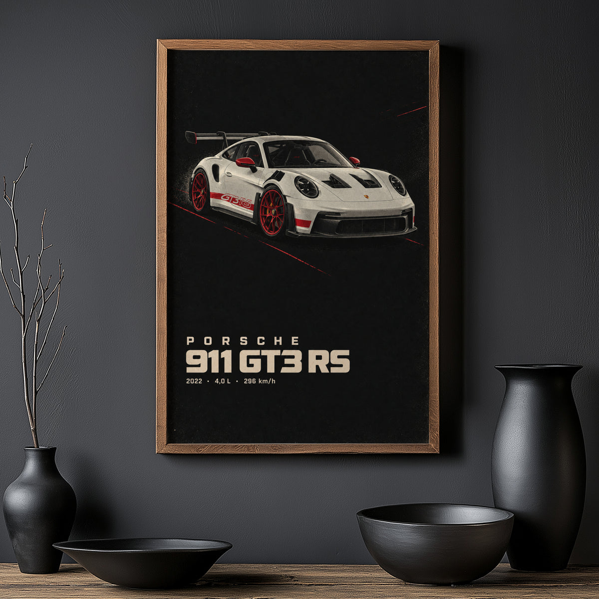 Vintage Porsche 911 GT3 RS Print, Car Poster, Wall Art