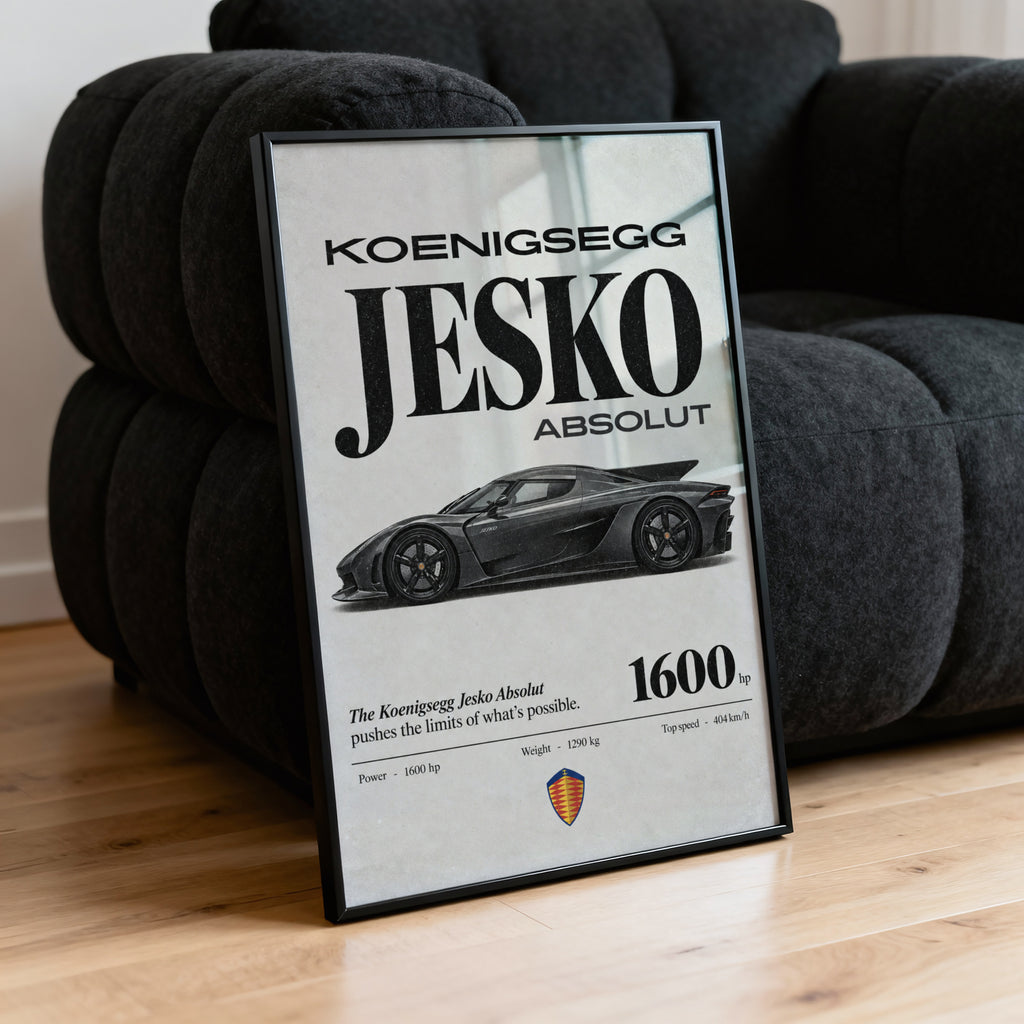 Vintage Koenigsegg Jesko Absolut Print, Car Poster