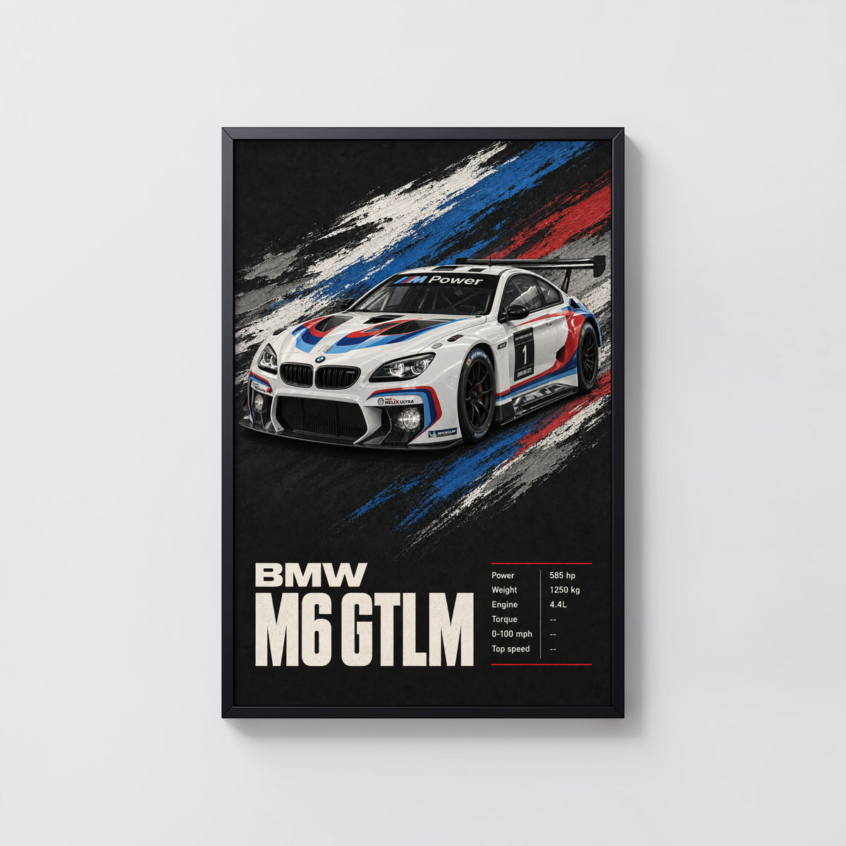Vintage BMW M6 GTLM Race Car Print, Wall Art