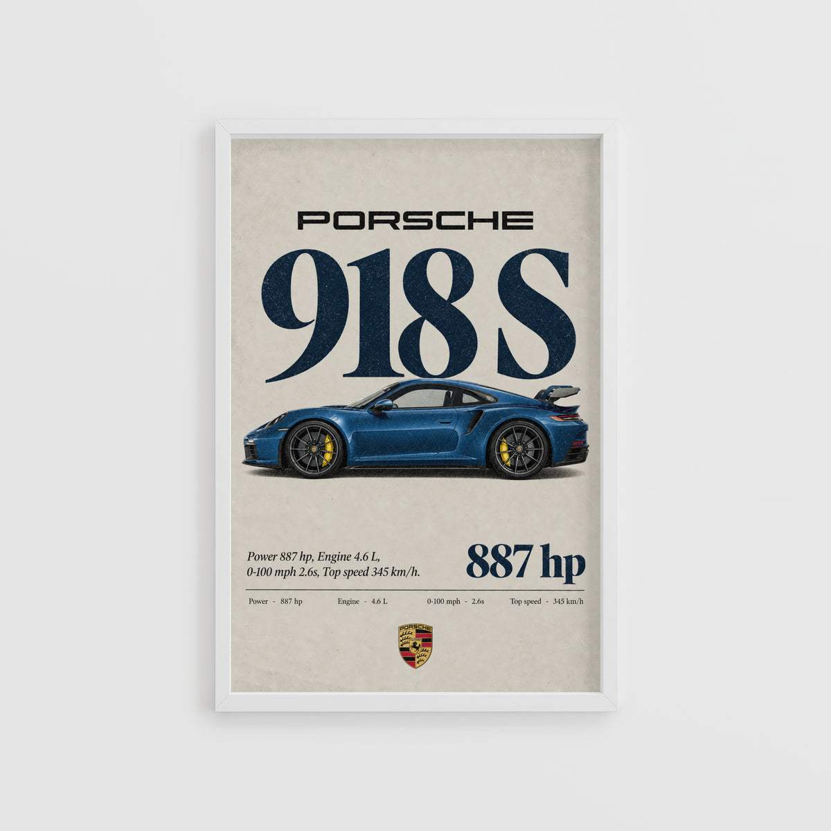Vintage Porsche 918 S Print, Car Wall Art