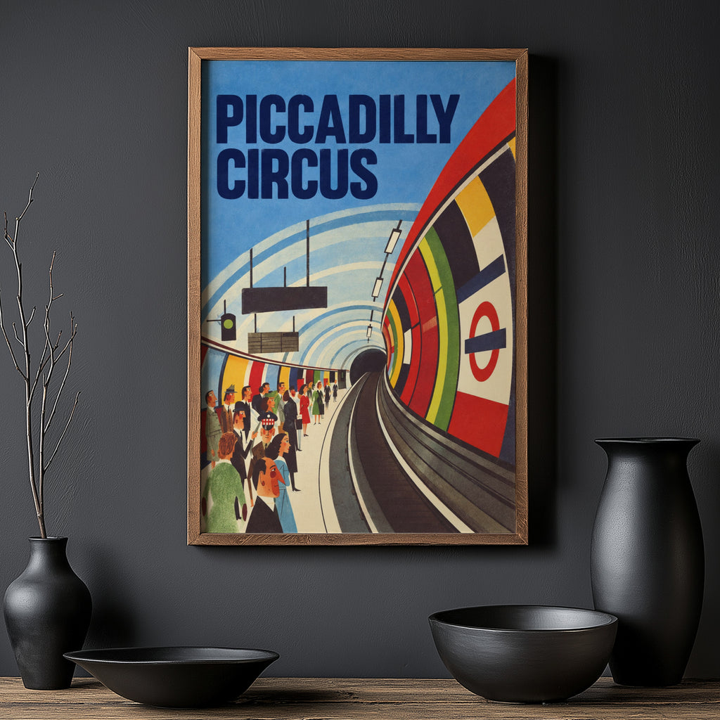 Vintage Piccadilly Circus Poster, London Underground Wall