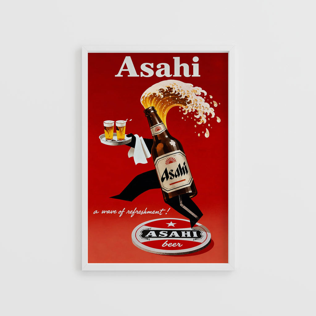 Vintage Asahi Beer Print, Retro Beer Poster