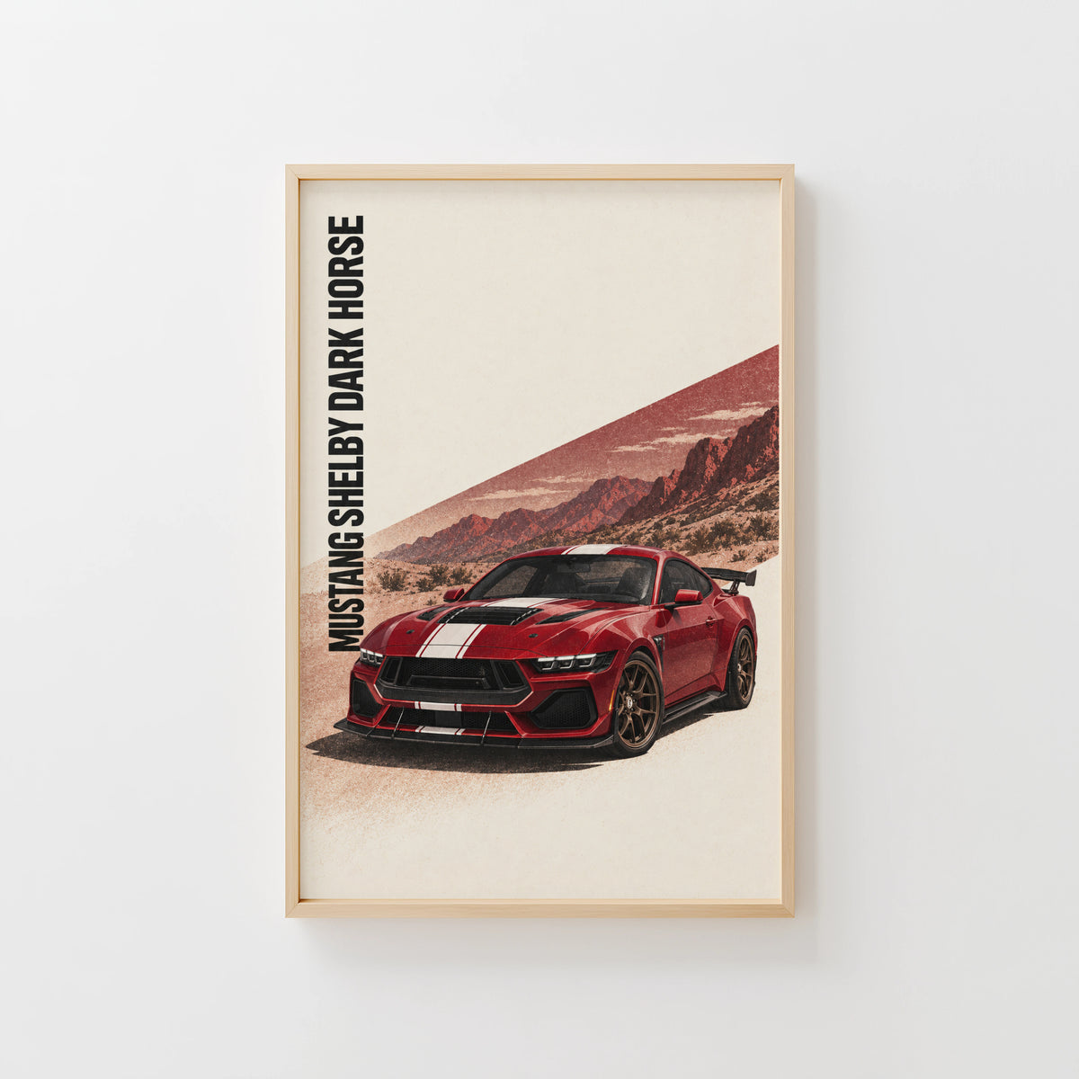 Vintage Mustang Print, Red Muscle Car Wall Art