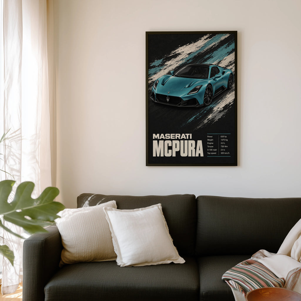 Vintage Maserati MCPura Print, Supercar Wall Art