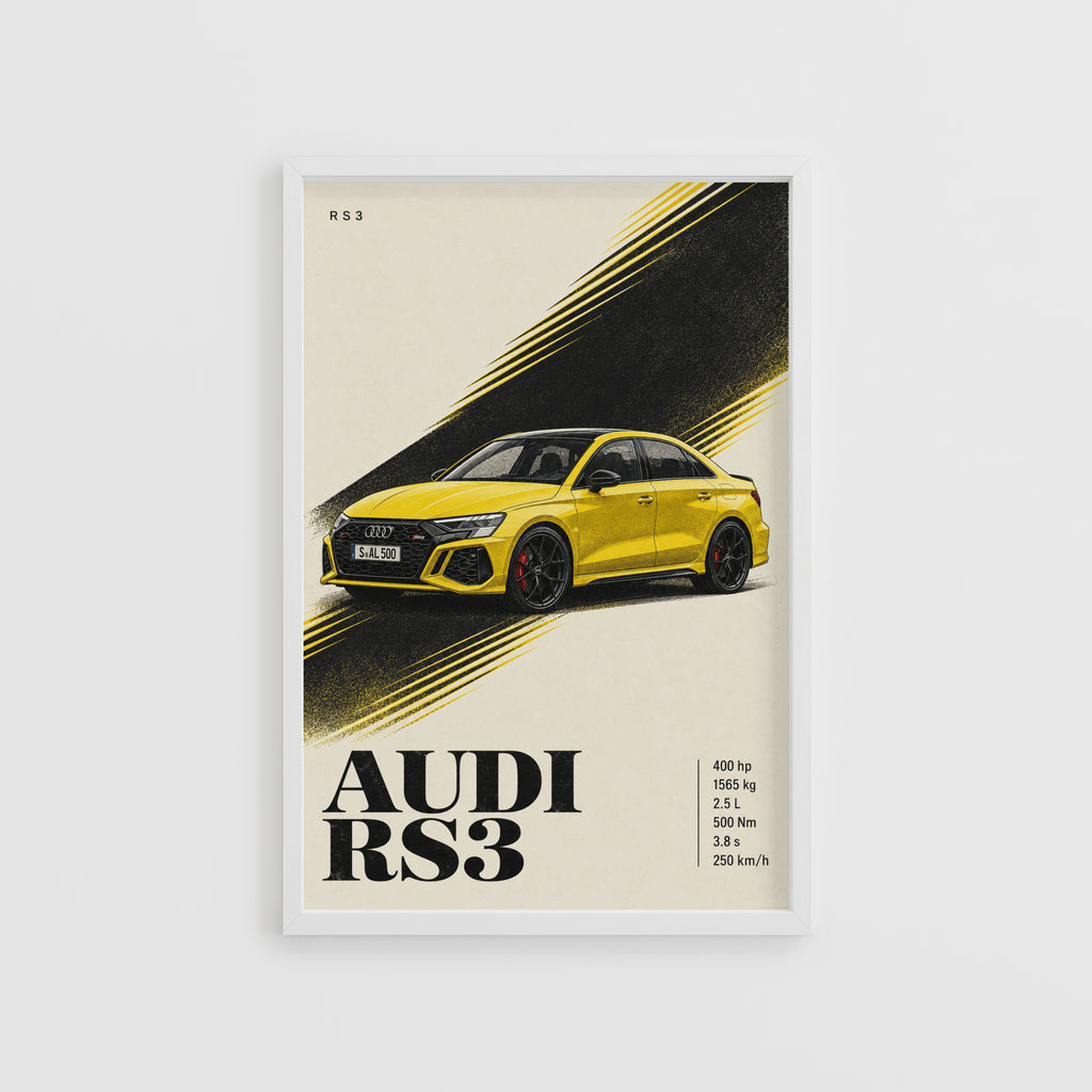 Vintage Audi RS3 Car Print, Wall Art