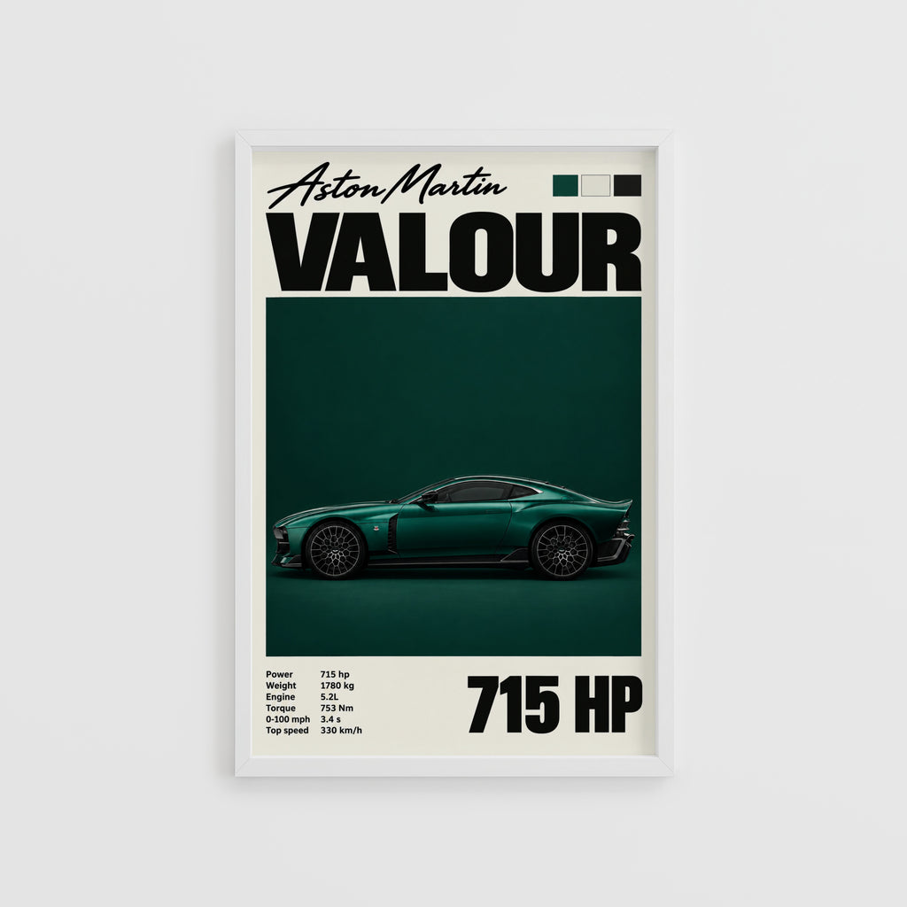 Vintage Aston Martin Valour Print, Green Car Wall Art