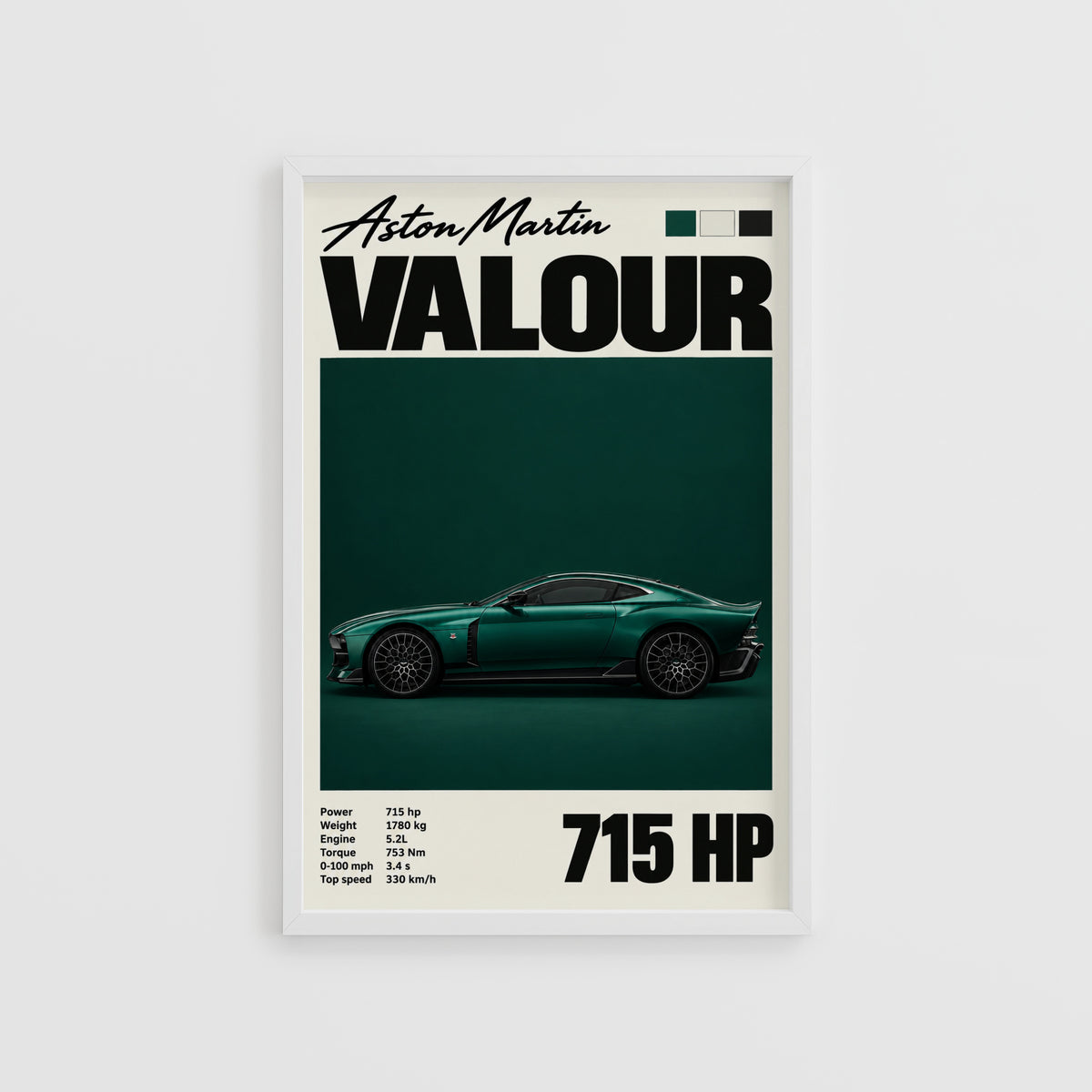 Vintage Aston Martin Valour Print, Green Car Wall Art