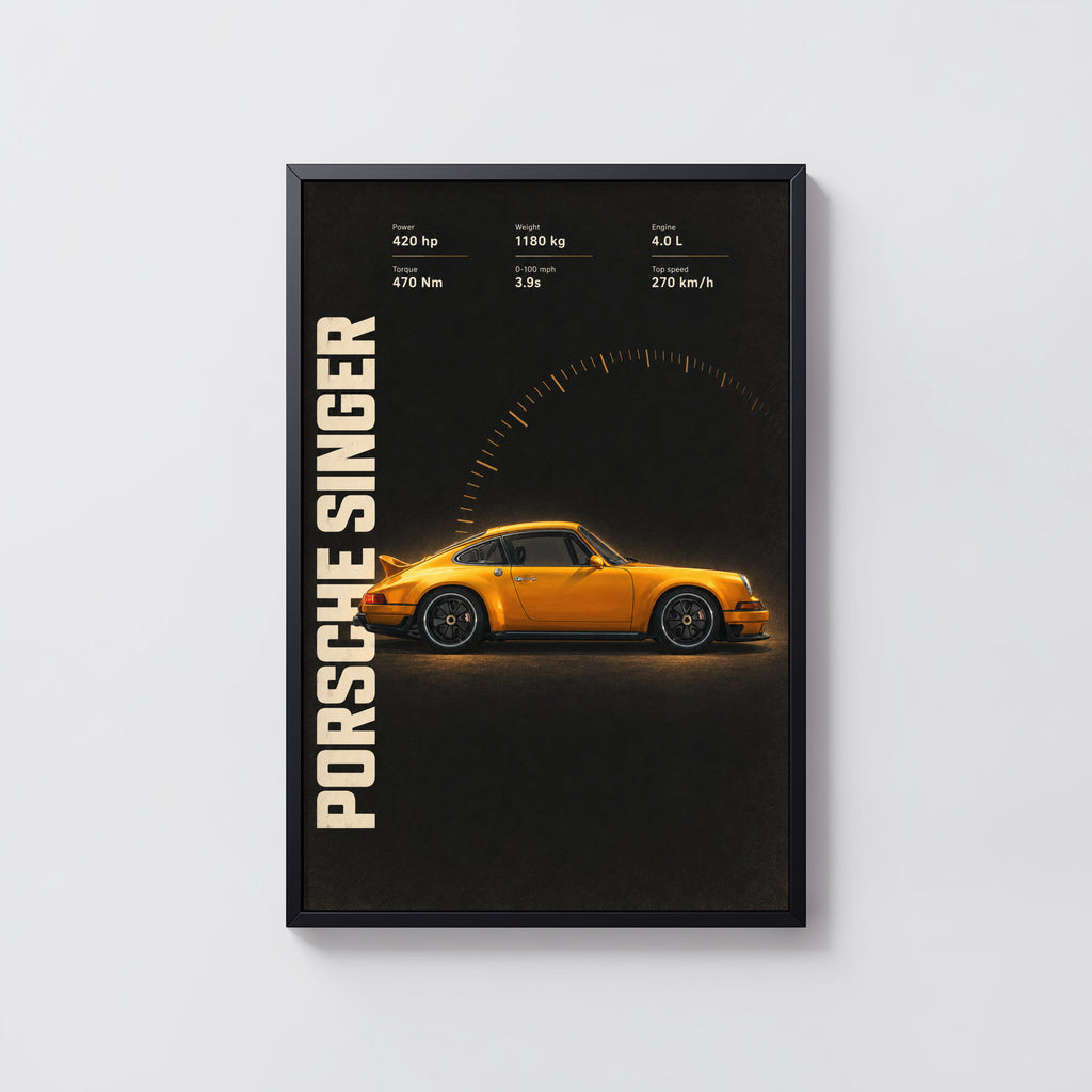 Vintage Porsche Singer Car Print, Wall Art
