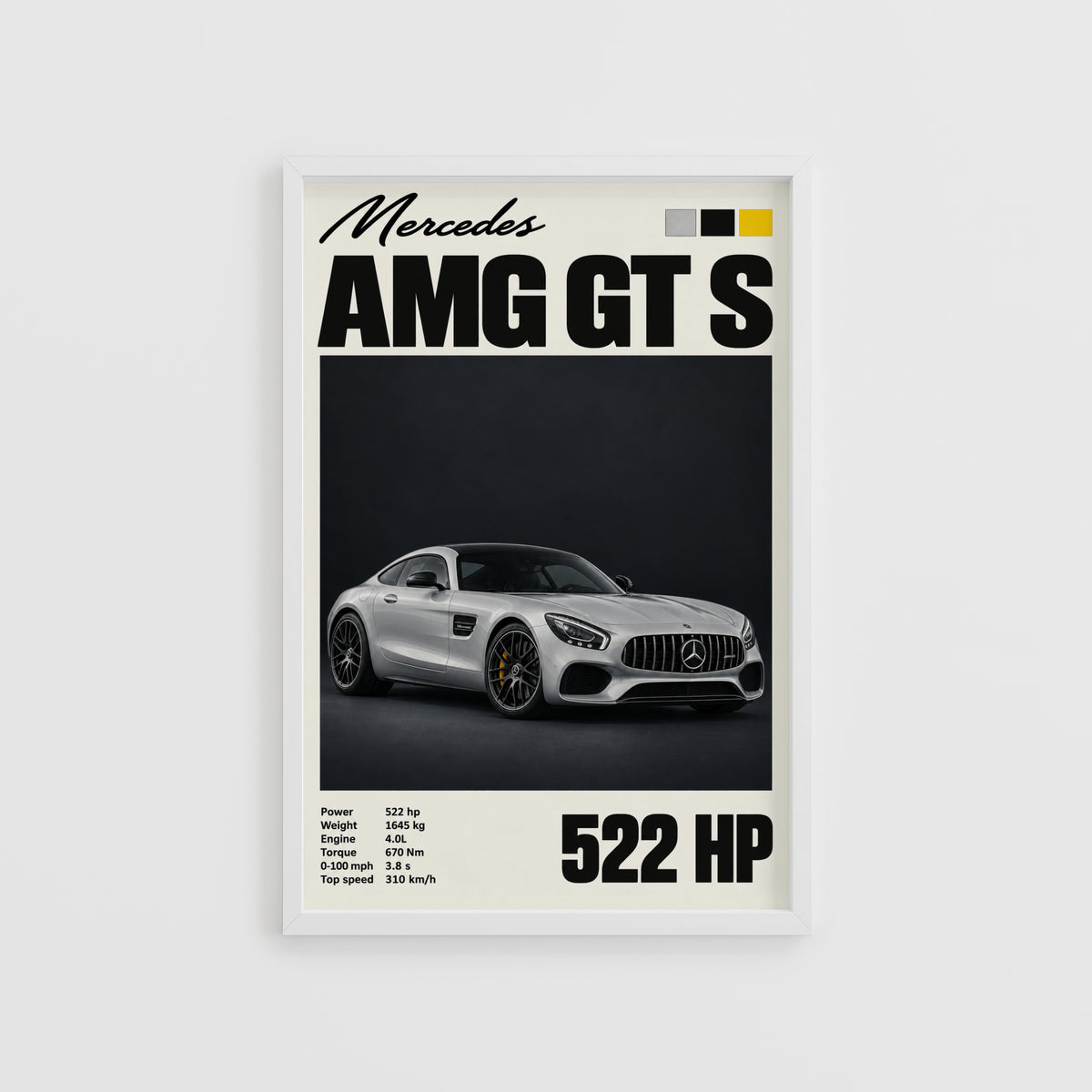 Vintage Mercedes AMG GT S Print, Car Wall Art