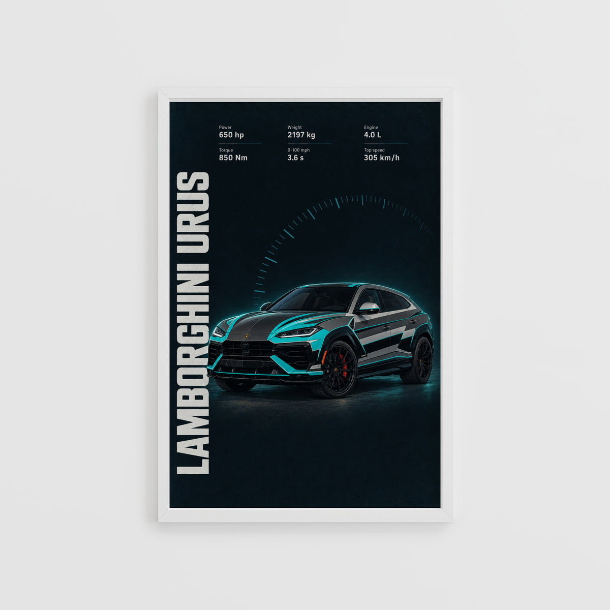 Vintage Lamborghini Urus Print, Supercar Wall Art