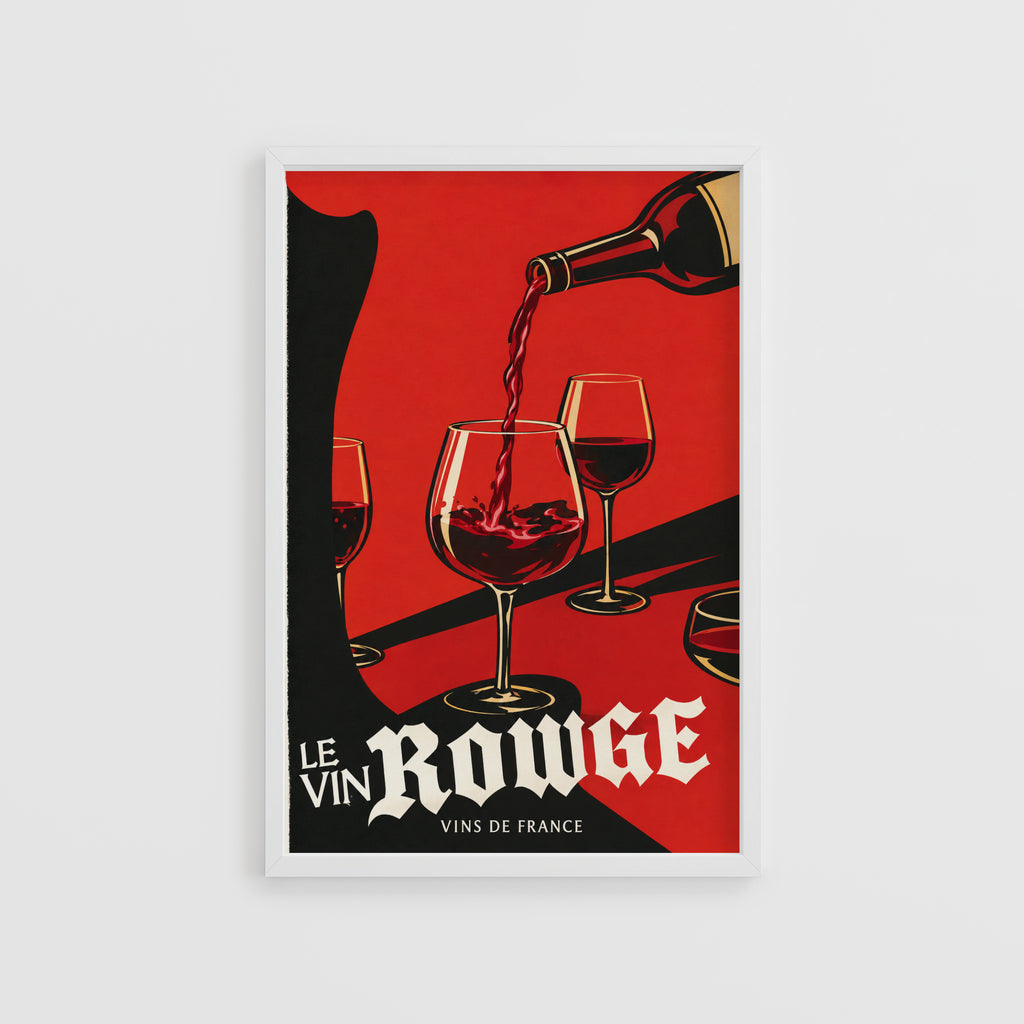 Vintage Red Wine Print Poster, French Wall Art